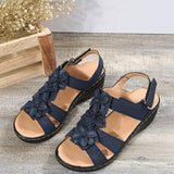 Summer 2025 New Hollow Slope And Fish Mouth Flowers Leisure Comfortable Large Size Sandals Women HZ0115