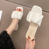 2025 Spring And Summer New High-Heded One-Word Slippers Women's Head Lazy Half-Fashion Folds Wearing Sandals Children HZ0115