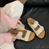 Magic Sticker Birken Shoes Thick-Soled Slippers Women's Summer Wear Soft Bottom 2025 Flat-Bottomed Boken Ugly Cold Slippers Tide HZ0115