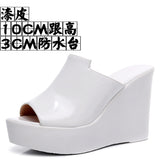 Cowskin Waterproof Table Thick Bottom Slippers High Slope And Fitting Room Slippers Ultra-High Heel Night Shop Show Loose Girl Cold Slippers HZ0115