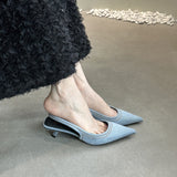 French Fine-Heeled Back-And-Head White Sandals Women's Shoes Fairy Single Shoes Summer Denim Baot Cat And Muller High Heels HZ0115