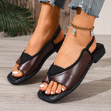 Leopard Sandals Women 2025 Summer New Large-Size Sandwich Toes Behind The Empty Fashion Thick Heel Low-Heeled Sandals Tide HZ0115
