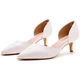 5 Cm Fine Tip Pointed Sandals Low Heel Low-Size Single-Shoe Women's Two-Siped Hollow Women's Shoes Wedding Shoes HZ0115