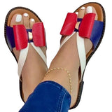 2025 Spring And Summer New Flat Bottoms Flat Bow Bow Lady Cool Slippers Large Size Women's Shoes HZ0115