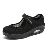 Large-Size Single-Shoe Women 2025 New Air Cushion Low-Top Magic Sticker Light Single-Shoe Solid-Color Mesh Women's Shoes HZ0115