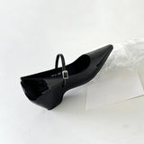 British Wind Patent Leather Tip Commuting High Heel Shoes Single Shoes To Increase The Word Buckle Temperament Mary Precious Shoes HZ0115