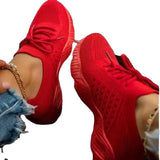 Large-Size Solid-Color Sneakers Women's 2025 New Wish Mesh Thick-Soled Casual Flying Shoes HZ0115