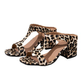 Sexy Leopard-Print High-Heeled Sandals Women Large-Size Zebra-Ssed Coarse Heel Sandals HZ0115