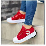 2025 New Summer Canvas Shoes Casual Breathable Single Shoes Large Women's Shoes Thick Soles Lace Women's Shoes HZ0115