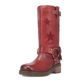 Autumn And Winter Western Boots Five-Star Splicing Belt Buckle Low-Heeled Fashion Boots HZ0115