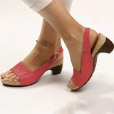 Sandals Women's Large Size 2025 Spring And Summer New Fish Mouth Beach Coarse Buckle With High Heel Women's Sandals HZ0115
