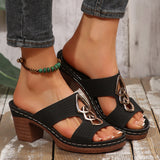 2025 New Slope And Thick-Soled Slippers Women's Shoes Thick Heel Thick-Sed Fish Mouth Type Slippers HZ0115