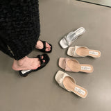 French Cool Drag Bow One-Word Slippers 2025 Summer New Fairy Shoes Wearing Temperament Coarse Sandals HZ0115