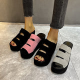 Fashion Slippers Women's 2025 Korean Version Of Spring And Summer Large Code Magic Stick Thick Bottom Slope And Cold Drag Frosted High With Ladies Slippers HZ0115