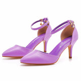 7 Cm Large-Size Sandals Fine-Heeled Pointed Sandals White Pointed Shoes Women's High Heels Wedding Shoes HZ0115