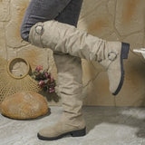 New Folded Boots Women's Belt Buckle Boots But Knee Pile Boots Thick And Thin Cylinder HZ0115