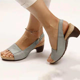 Sandals Women's Large Size 2025 Spring And Summer New Fish Mouth Beach Coarse Buckle With High Heel Women's Sandals HZ0115