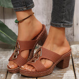 2025 New Slope And Thick-Soled Slippers Women's Shoes Thick Heel Thick-Sed Fish Mouth Type Slippers HZ0115