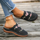 National Wind Flowers Baotou Slippers Women's Shoes Large-Size Round Head Head And Fashion Wear Half Slippers HZ0115