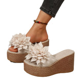 Summer New Thick-Soled Slippers Women's Shoes Large-Size One-Size-Type Flower Waterproof Table Thick-Soled Slippers HZ0115
