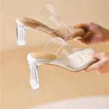 Fairy Breeze Transparent Sandals Girl Small Man Not Tired Feet High Heels On The Stingy Feeling Crystal Cool Slippers Outside Wearing Large Shoes HZ0115