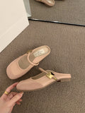 Flat Bottom French Small Fragrant Feng Tou Head Half Slippers Women's Shoes Wear 2025 New Summer Mary Jane Half-Cool Drag HZ0115