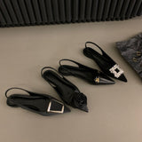 French Flat Black Stumbling Bag Head Sandals Women 2025 New Spring And Summer Sharp Drill Temperament Single Shoes HZ0115