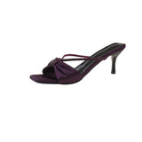 In The Summer Of 2025, The New Silk Satin Water Drill With Sandals And Sandals And Women's Bows And Toes Wear High-Heeled Cool Slippers. HZ0115