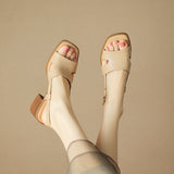 Extremely Simple Wind ~ Fang Exposed Sandals Women's New Leisure Commute Coarse High Heels HZ0115