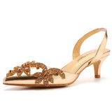 5 Cm Large-Size Fine-Heeled Pointed Sandals Behind The Cool Belt High Heels Water Drill High Heels Women's Golden Wedding Shoes HZ0115