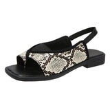 Leopard Sandals Women 2025 Summer New Large-Size Sandwich Toes Behind The Empty Fashion Thick Heel Low-Heeled Sandals Tide HZ0115