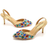 7 Cm Light-Mouthed Pointed Sandals Colored Water Drill Fine Sandals Large Size Wedding Shoes Wedding Wedding Wedding Wedding Wedding Shoot Full Of Diamond Shoes HZ0115