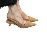 French Retro Temperament Famous Head Pointed Sandals Women Summer Velvet Fine Heel Fairy High Heels Behind Empty Single Shoes HZ0115