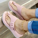 Women's Leisure Slope And Thick Bottom Clip Slippers Large-Size Slippers Solid Color Thick Bottom Leisure Slippers HZ0115