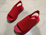 2025 Summer New Thick-Soled Net Surface Knitted Fish Mouth Women's Sandals Large-Size One-Legged Pedal Women's Shoes HZ0115
