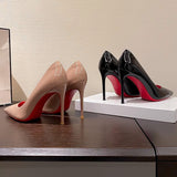 Red-Soled High-Heeled Women's Heel 2025 New Temperament With 10 Cm Black Sexy Night Career Single Shoes Summer HZ0115
