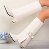 Belt Trouser Boots Women 2025 Autumn And Winter New High-Heeled Long Boots Thin And Knee Fashion Boots Size HZ0115