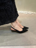 French Retro Temperament Famous Head Pointed Sandals Women Summer Velvet Fine Heel Fairy High Heels Behind Empty Single Shoes HZ0115
