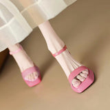 2025 Summer Thick-Soled Women's Shoes With Fashion Square High Heels Coarse Heel Waterproof Table Barbie Powder Sandals 9Cm HZ0115
