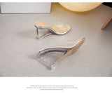 2025 Summer New Fashion High-Heeled Slippers Women Transparent Slope Shoes One-×Ö Type Wearing Fairy Cool Slippers Tide HZ0115