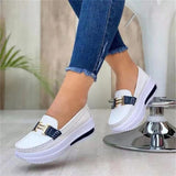 Large-Size Thick-Soled Women's Shoes 2025 New Casual Single-Shoe Women's Metal Buckle Lazi Shoes Lefu Shoes HZ0115