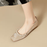 Super Soft ~ Sweet Pearl Flat-Bottom Ballet Single Shoes Women's New Chinese Style Soft-Soled Bean Shoes Grandmother Shoes HZ0115