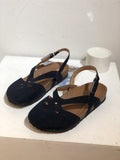 Large-Size Retro Simple Hollowed-In-Head Sandals Women's One-Character Buckle With Flat Velvet Back Empty Single Shoes Wish HZ0115