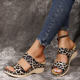 Casual Round Head Leopard-Snake High-Shoe Women's Slope And Slippers 2025 Summer New Large-Size Slippers HZ0115