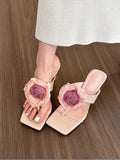 New Chinese Flower High-Heeled Sandals Women 2025 Spring And Summer New Clip Fine And Cool Slippers Women HZ0115