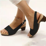 Sandals Women's Large Size 2025 Spring And Summer New Fish Mouth Beach Coarse Buckle With High Heel Women's Sandals HZ0115