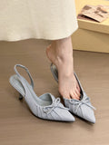 Temperament Tip Wrinkled Folded Back Empty Sandals Women Spring 2025 Gentle High Heel Single Shoes HZ0115
