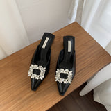 Design Sense Of Niche Bag Head Half Slippers Women Wear 2025 New Korean Version Of The Diamond Side Buckle Back Empty Single Shoes HZ0115