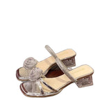 2025 Summer New Word Water Diamond Mountain Tea Transparent Crystal And Temperament And High And Cool Slippers Woman HZ0115