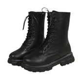 Large-Size Women's Boots 2025 Autumn And Winter New Round Head Tie With Thick And Low And Low And Martin Boots Women's Locomotive Short Boots HZ0115